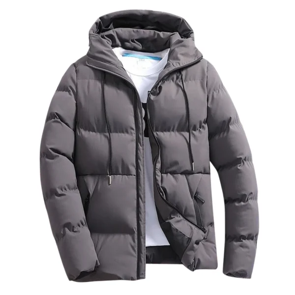 Men's Coat Fall Winter Solid Grey Zipper Hooded